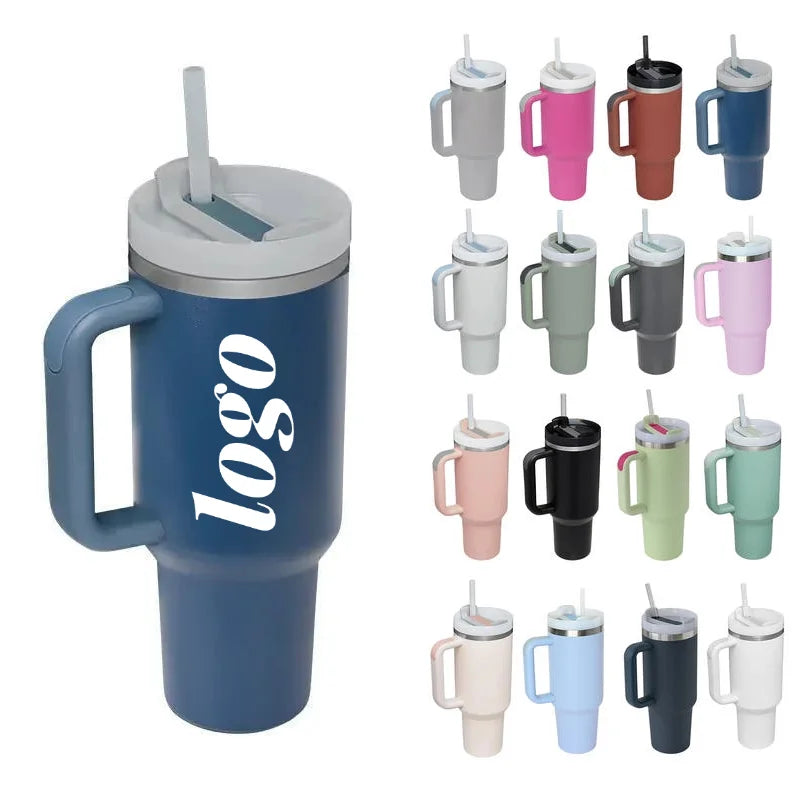 Custom Adventure H2.0 40 Oz Coffee Thermal Cup Stainless Steel Black Insulated Travel Mug