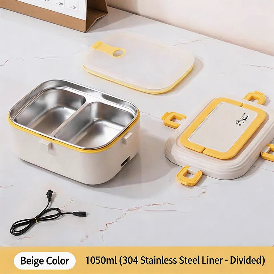 Electric Heating Lunch Box, No Water Needed 304 Stainless Steel Food Warmer,