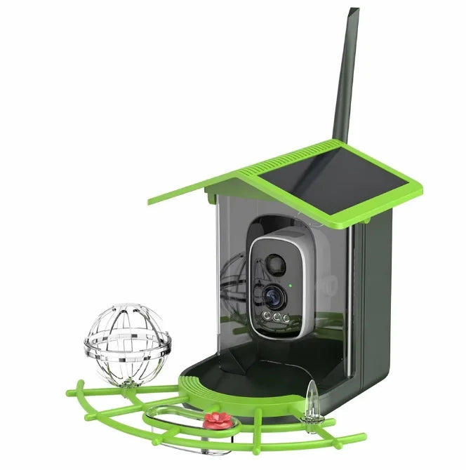 2K HD Camera Solar-Powered Automatic Bird Feeder Outdoor Waterproof AI Recognition Smart
