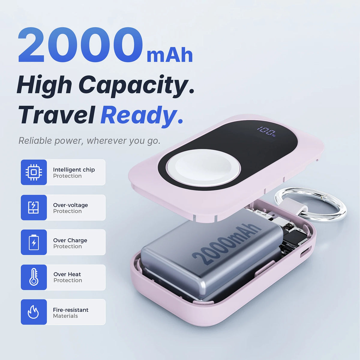 Mini Magnetic Wireless Power Bank 2000mAh for Watch Pocket-Sized Travel Charger