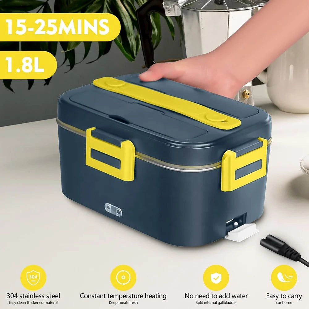 Electric Lunch Box Travel Portable Food Warmer Heater Stainless Steel Container