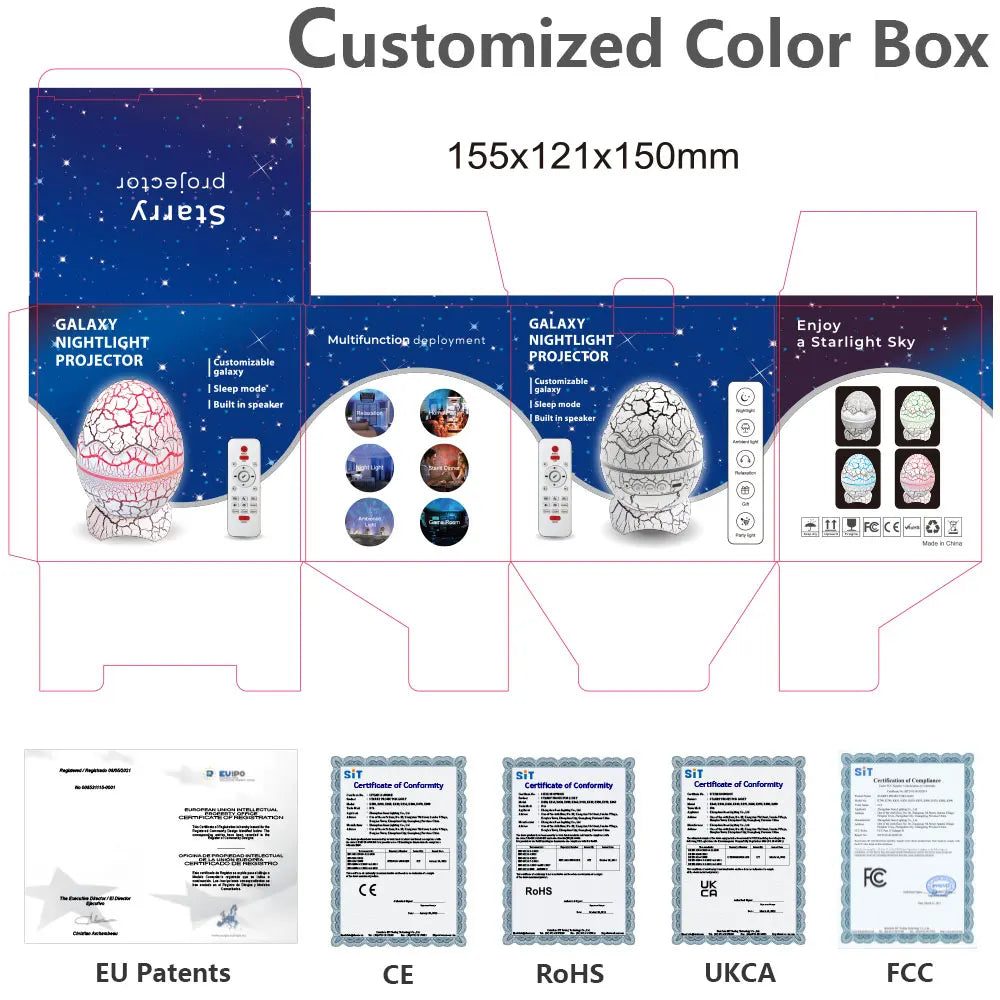 Galaxy Sky Modern Kids Adult Room Decor Dinosaur Egg Star Projector LED BT Music Speaker