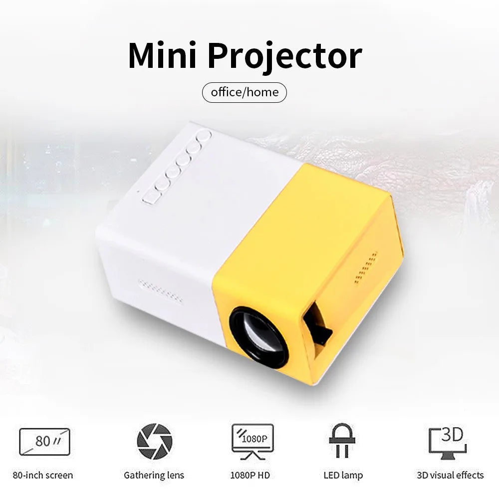 CatVision YG300 1080P Mini Projector 100 ANSI Lumens LCD LED 1500:1 Contrast 1GB RAM/6G