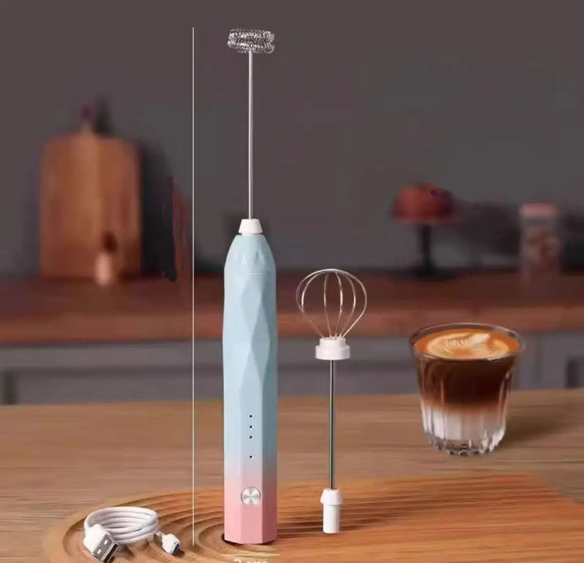 Handheld Electric Plastic Egg Beater Coffee Stirrer Milk Frother USB-Charged For Milk