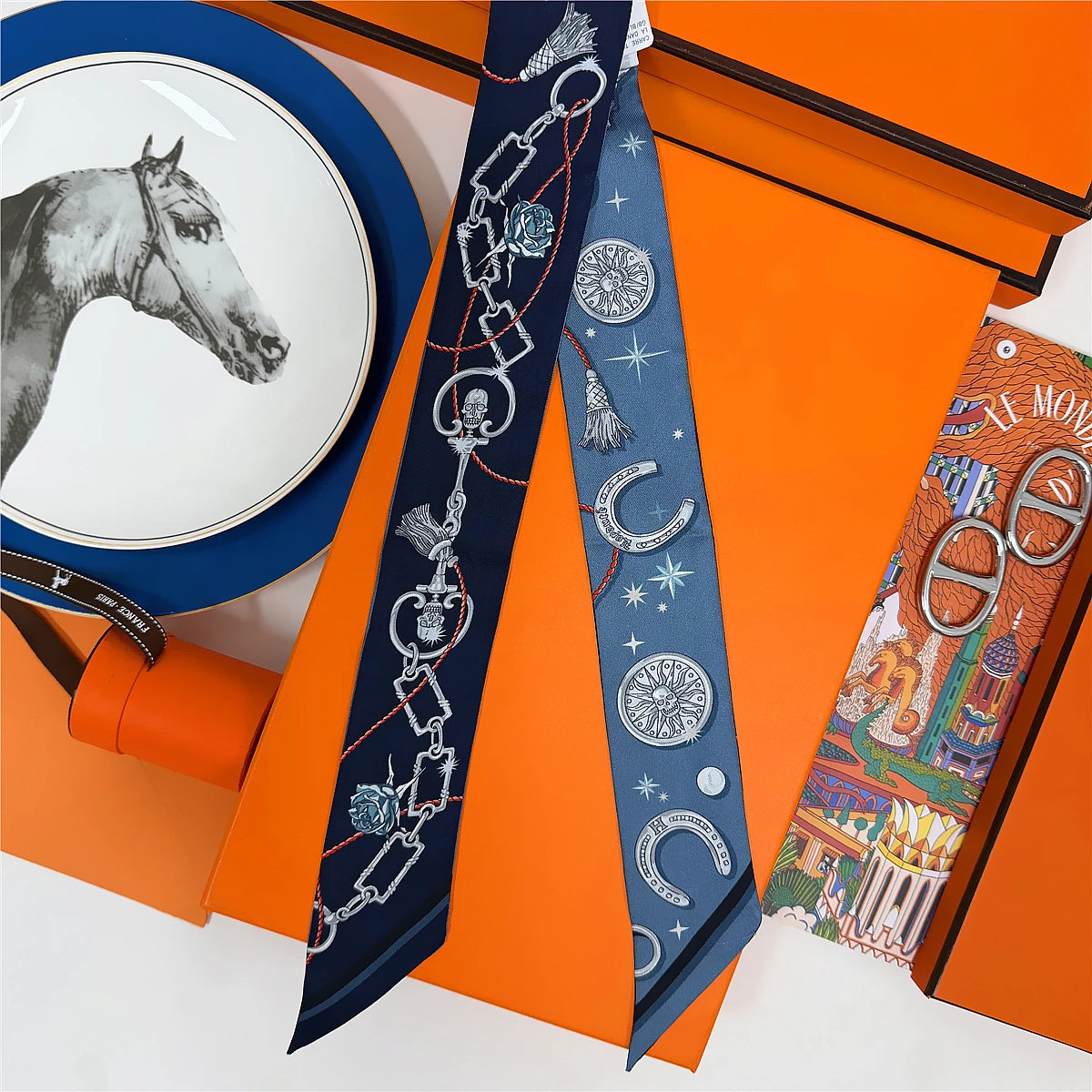 5*86 Cm Neck 100% Silk Scarf Custom Printing Scarves Designer Head Bag Women Stylish