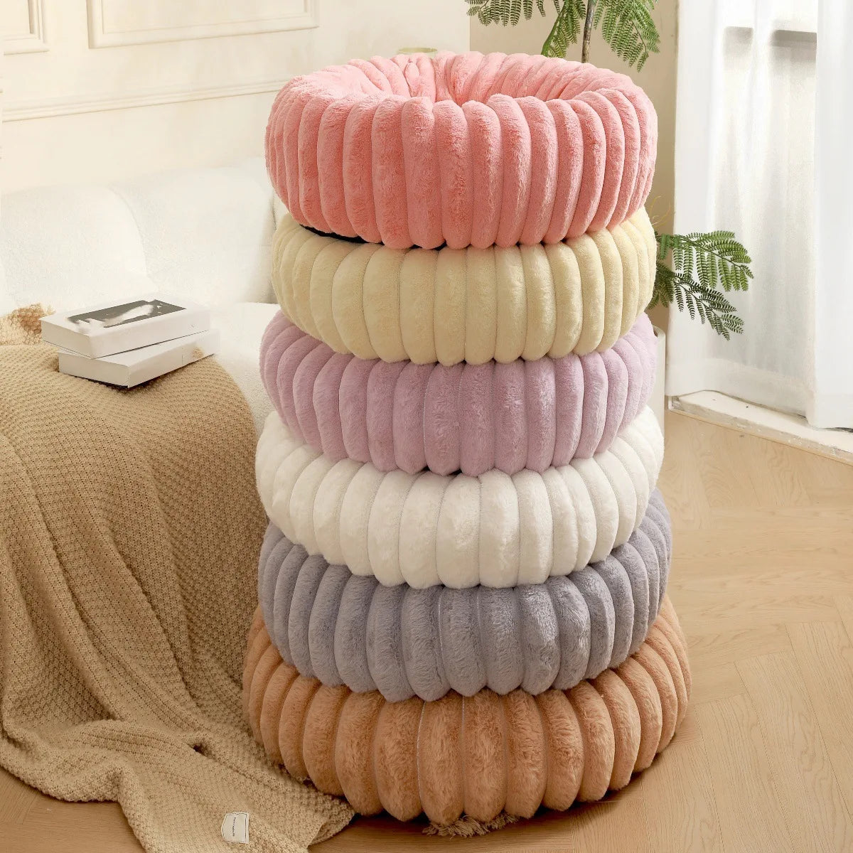 Soft Flannel Dog Donuts Calming Bed New Fashion Warm Winter Bed