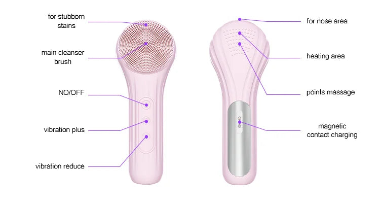 Waterproof Soft Silicone Electric Facial Cleansing Brush Face Clean Massage Exfoliating