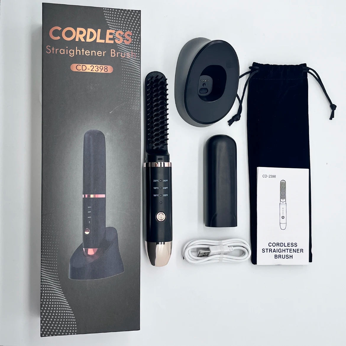 Professional Hair Straightener Rechargeable Fast Heater Beard Straightening Comb Electric
