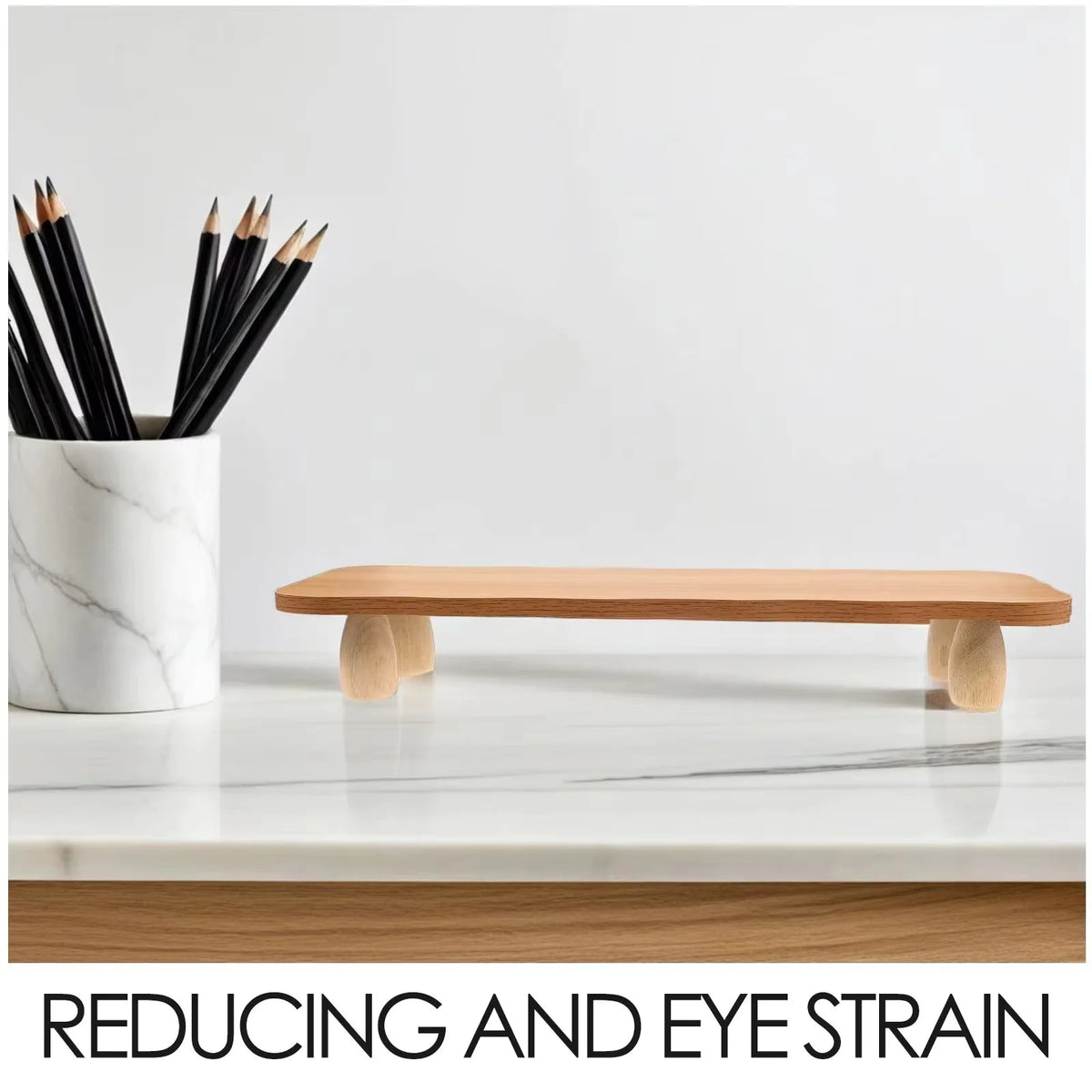 Ergonomic Design Modern Bamboo Frame Standing Type Gaming Monitor Desk Riser Wooden