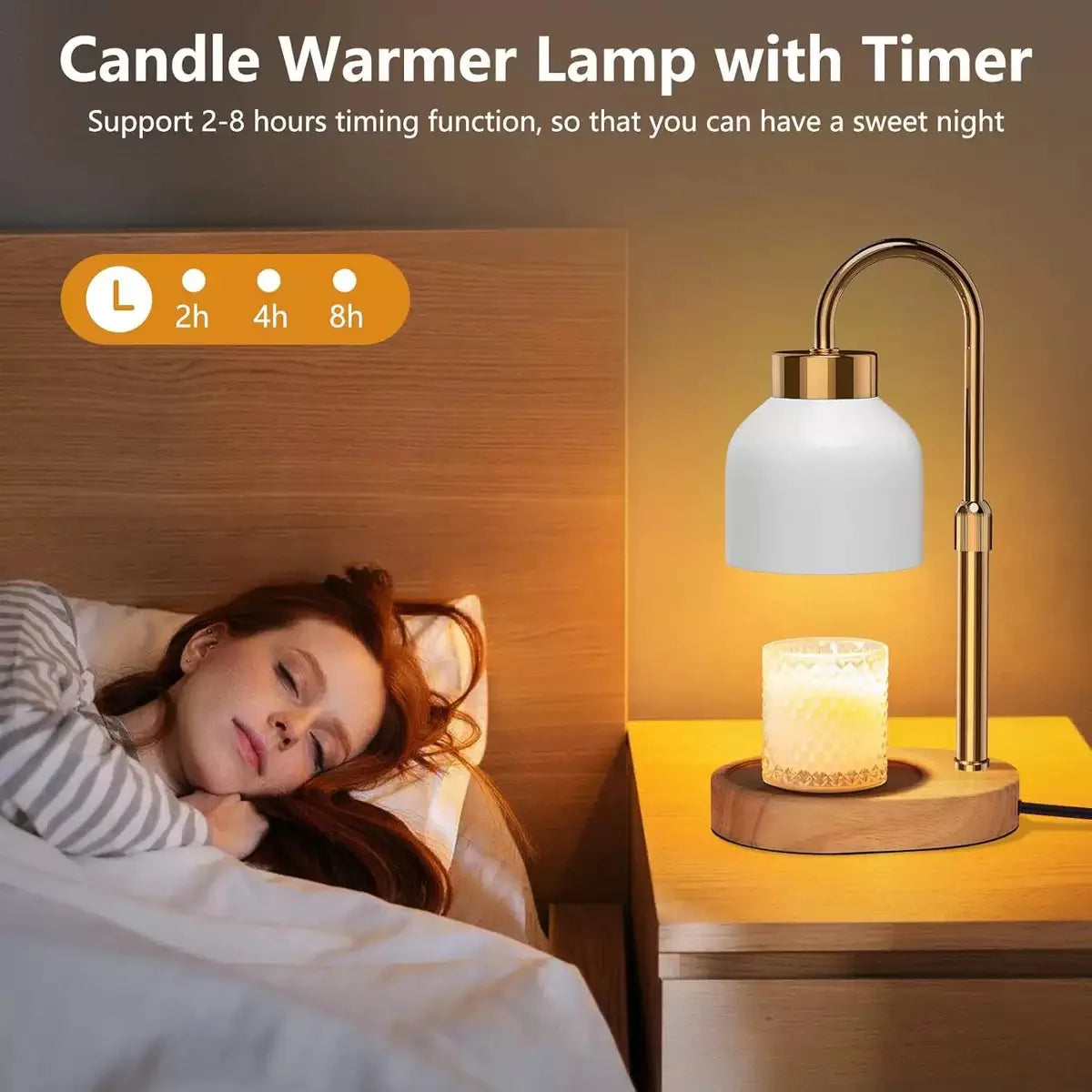 Electric Candle Warmer Lamp Timer Dimmer Adjustable Height Metal Jar Wax Melt Birthdays