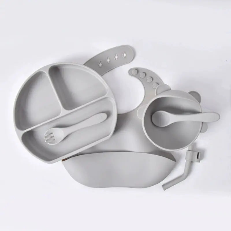BPA-Free Silicone Baby Feeding Set for Training Infant Weaning Eating Utensils