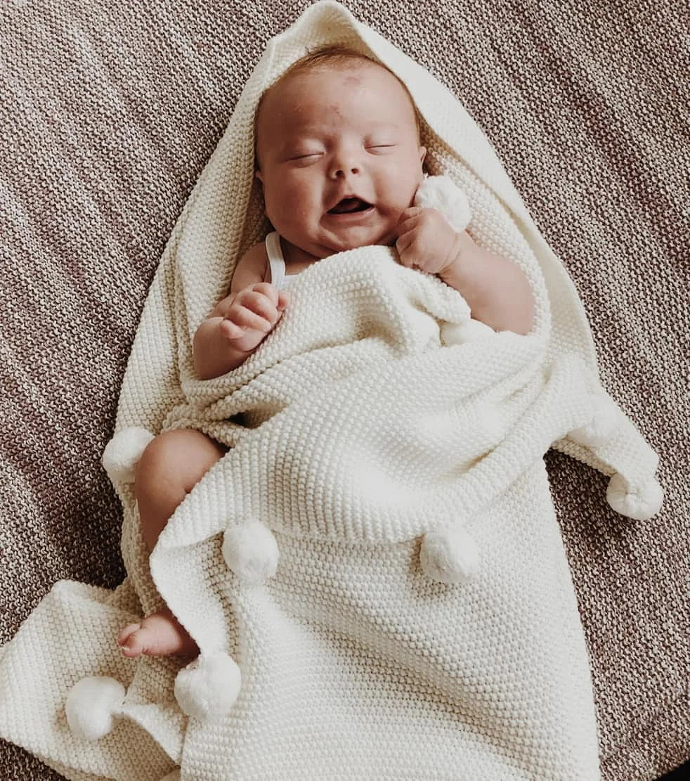100% Cotton Baby Gift Super Soft Newborn Blanket Shower Gift Throw Baby Chunky Knitted