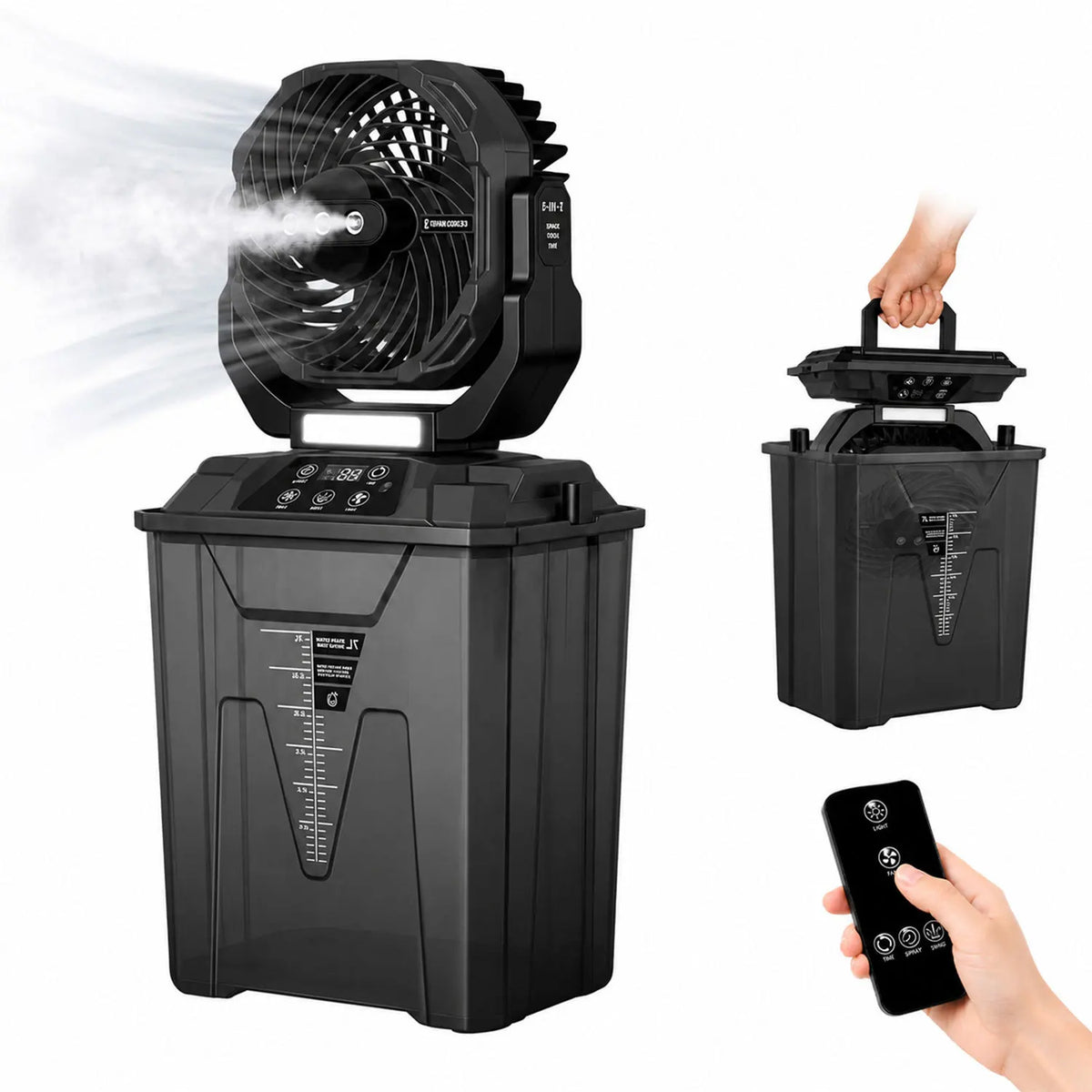 Outdoor Camping Fan Electric Long Battery Life Rechargeable Oscillating Silent 20000mAh