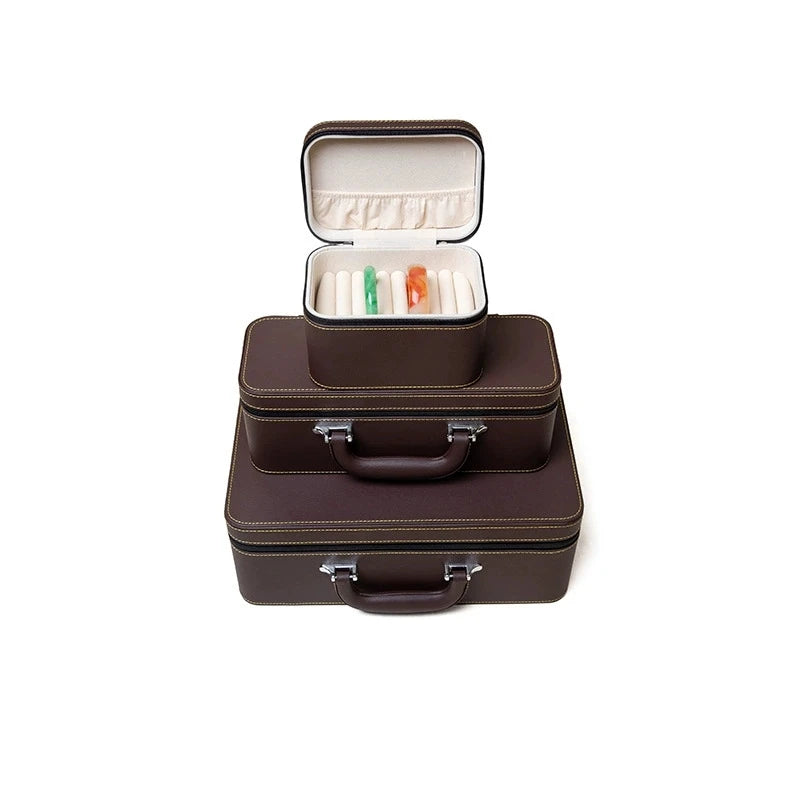 High End Premium Travel Jewelry Organizer Multi-Layer Jewelry Suitcase With Handle