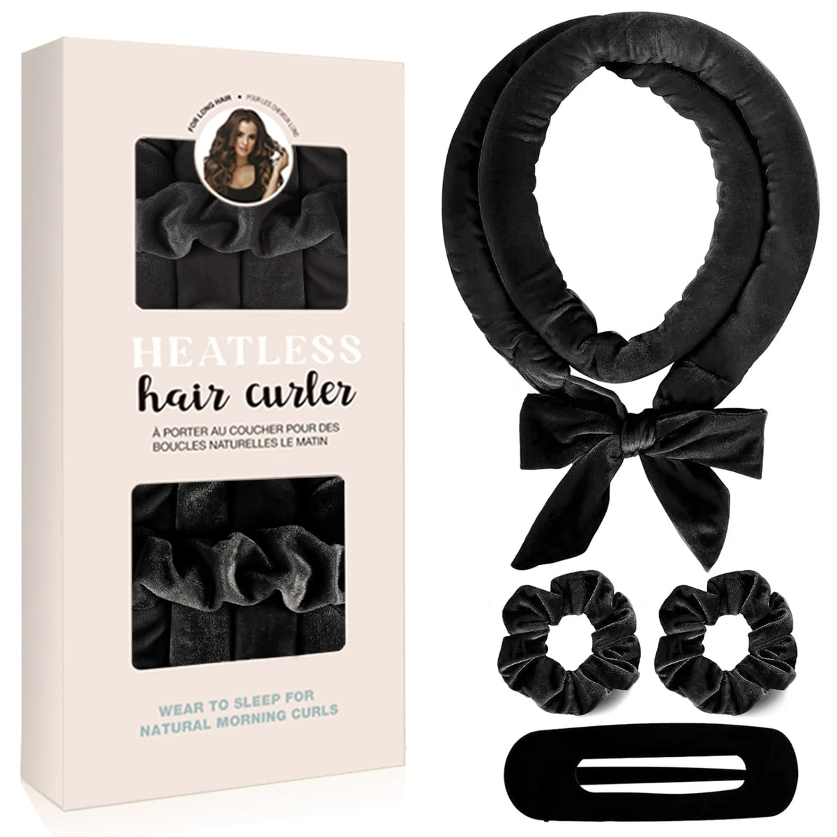 Luxury Velvet Heatless No Heat Curlers Overnight Headband with Filled Roller Frizz-Free