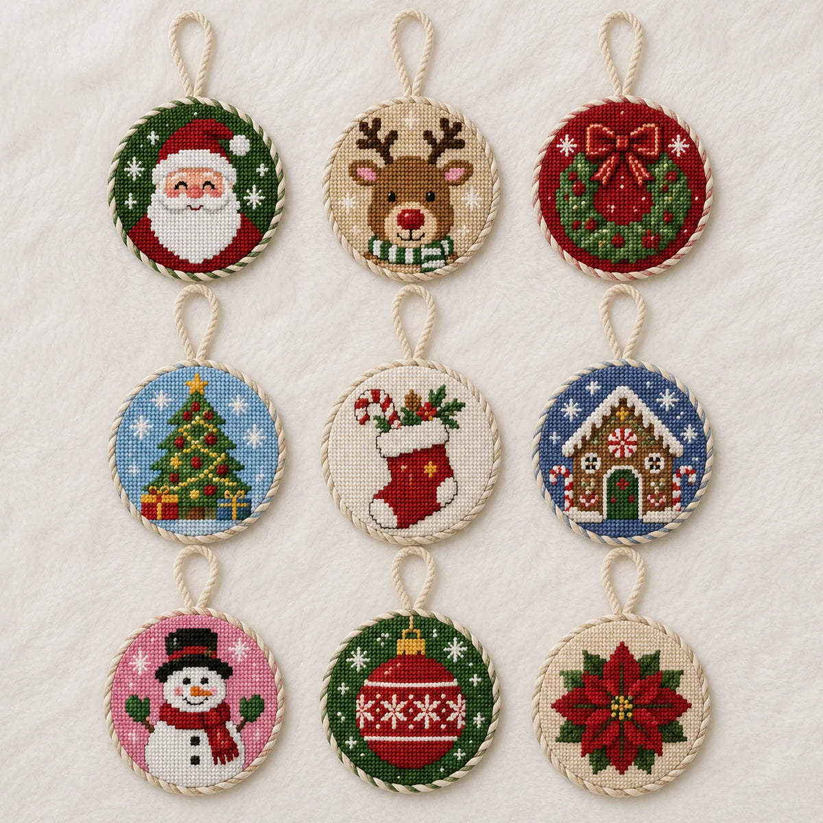 Customizable Decoration Fashionable Embroidered Christmas Tree Needlepoint Ornament