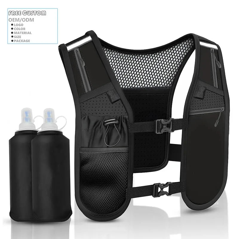 Custom Fashion Breathable Waterproof Hydration Vest 2 Water Bottles Lightweight