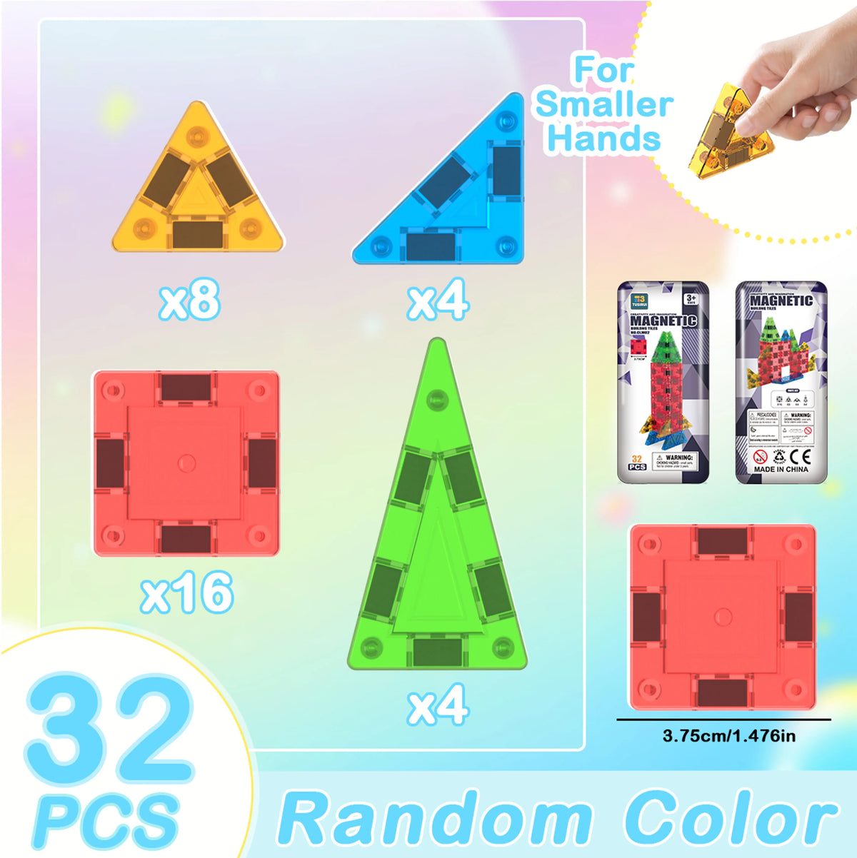 Magnetic Building Tiles Blocks STEM Montessori Educational DIY Construction Toys ABS
