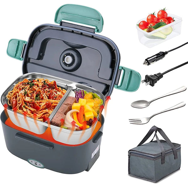 110V/12V 60W-80W Portable Electric Lunch Box 60W-80W Food Warmer with Removable Stainless