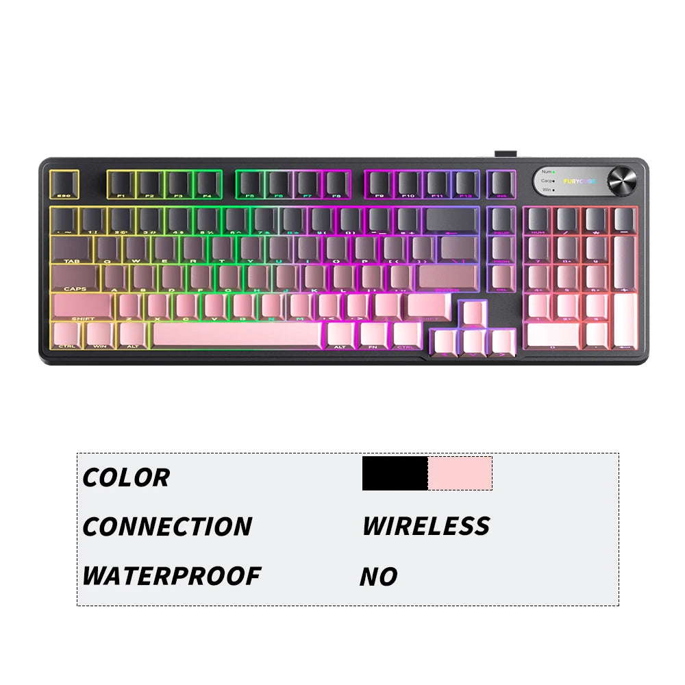 98 Keys Detachable Wired/Wireless Membrane Mechanical Feel Keyboard RGB with PBT Side-Lit