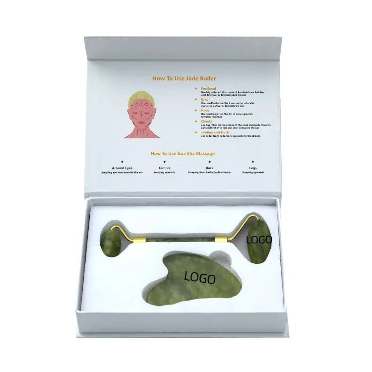 Jade Face Roller Gua Sha Skincare Tool Kit Gift Packaging Box Facial Roller and Guasha
