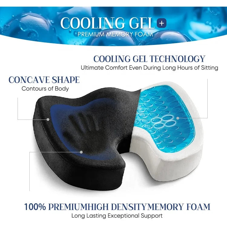Cooling and Comfortable Gel Seat Cushion Long Sitting Office Chair Memory Foam Seat