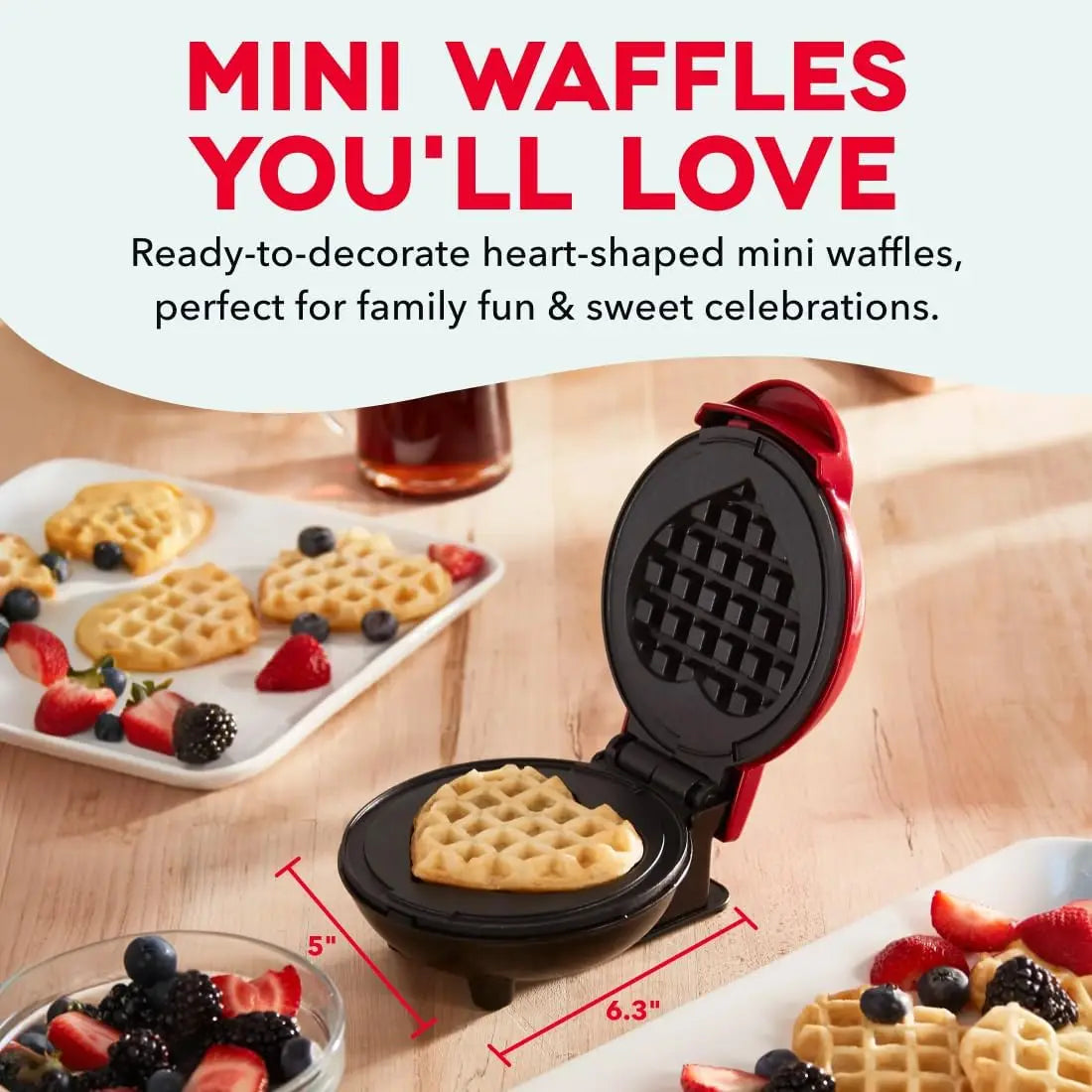 Electric Mini Waffle Maker Sandwich Maker Ceramic Coating Non-Stick Plates PBT+Aluminum