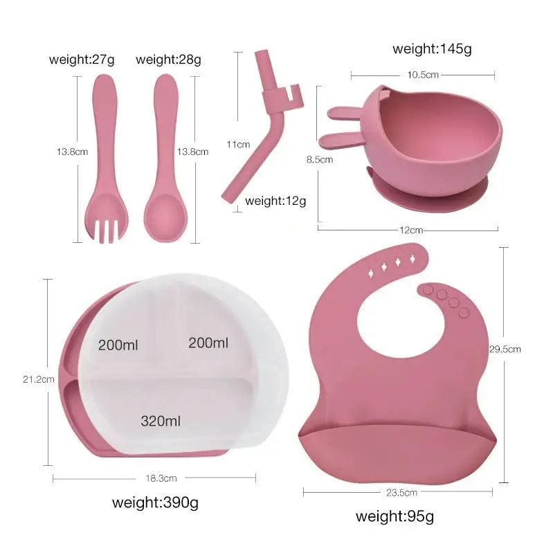 BPA-Free Silicone Baby Feeding Set for Training Infant Weaning Eating Utensils