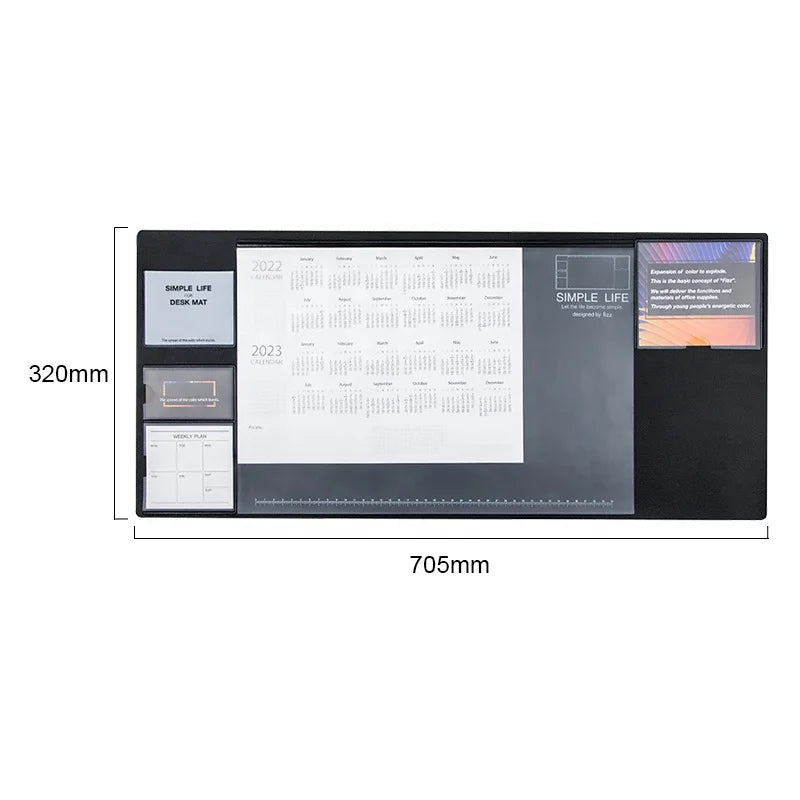 Custom Waterproof Large Size Office Vegan PU Leather Calendar Desk Mat