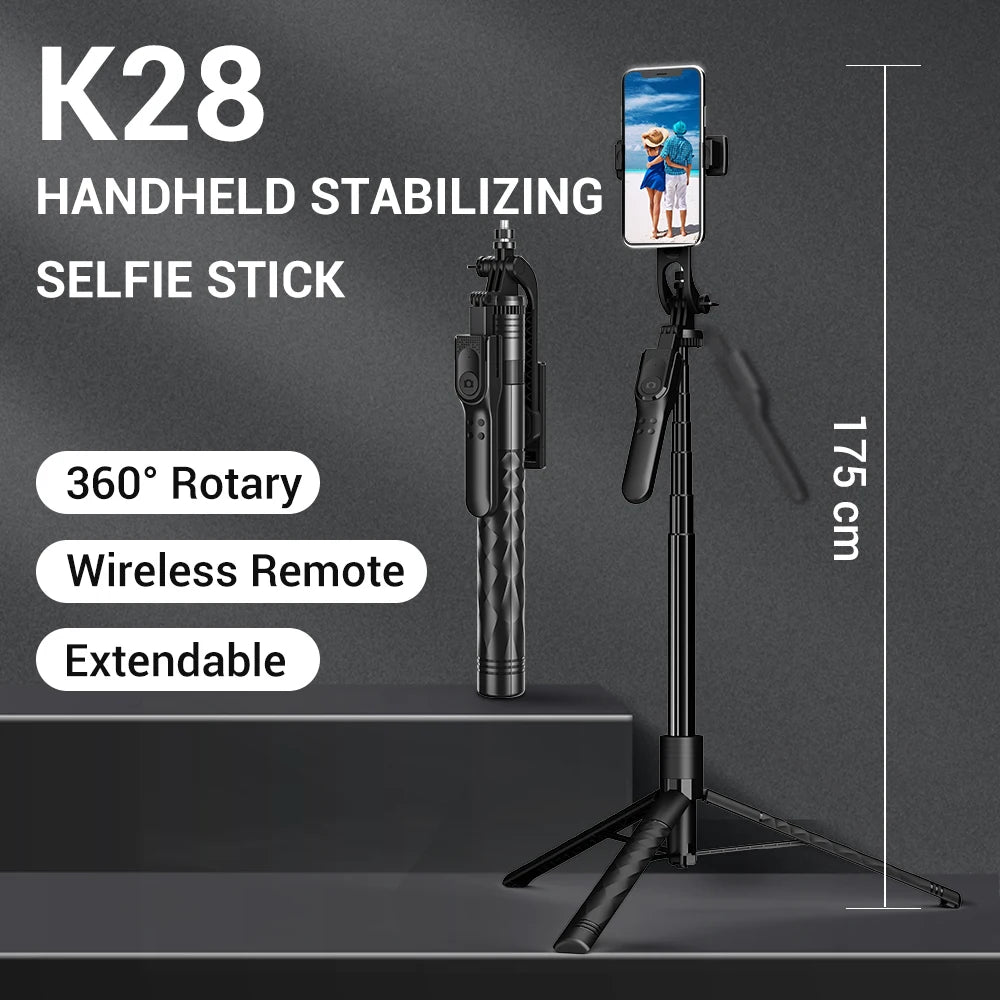 360 Degree Rotation Handheld Stabilizing Selfie Stick Tripod Phone Holder with Wireless