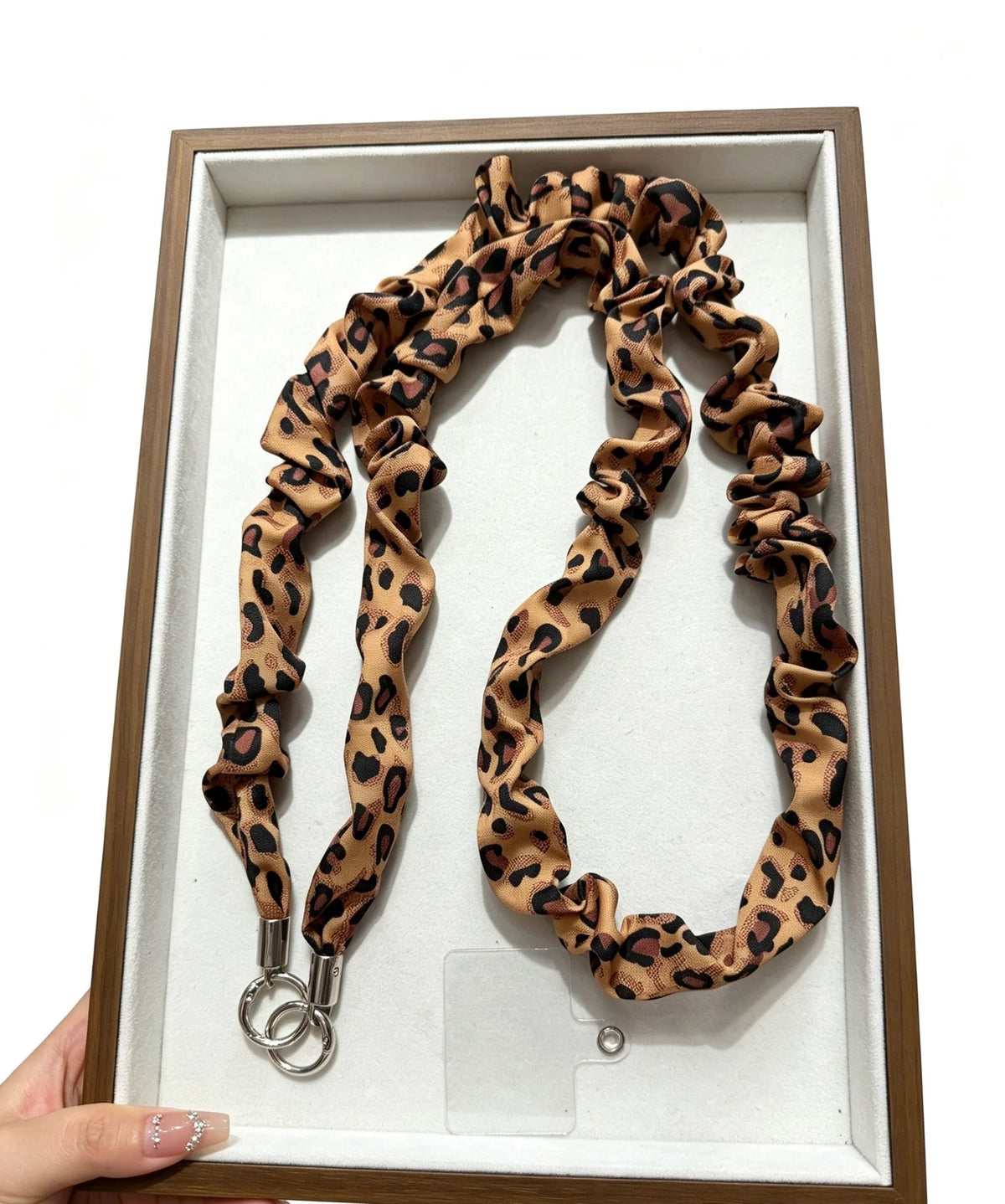 Autumn/Winter Leopard-Print Fabric Phone Strap Long Crossbody Lanyard High-End Alloy