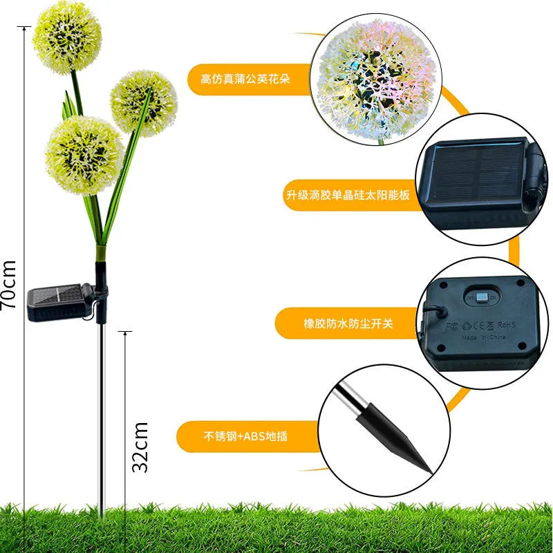 Outdoor Garden Decorative Lights 36 LED Solar Dandelion Lamp 3-in-1 Solar Dandelion