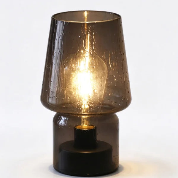 Vintage Mushroom Table Lamp, Cream White Glass Shade, USB Rechargeable, Bedroom Bedside