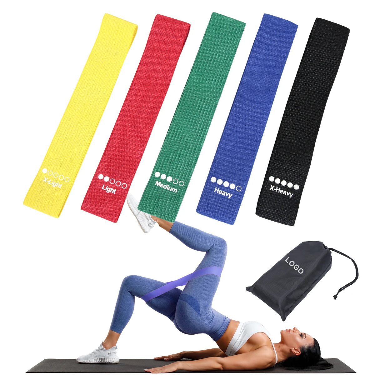 5 Fabric Resistance Bands Set for Workouts Glutes Booty Legs Hips Training Non Slip Mini