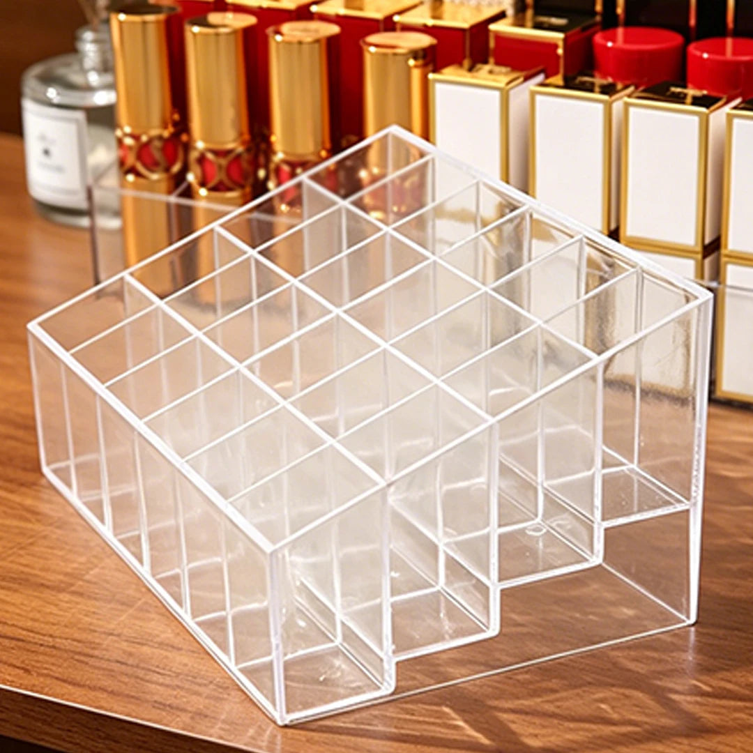 Clear Acrylic 2-Layer Lipstick Storage Box-Sustainable Portable Rectangular Organizer