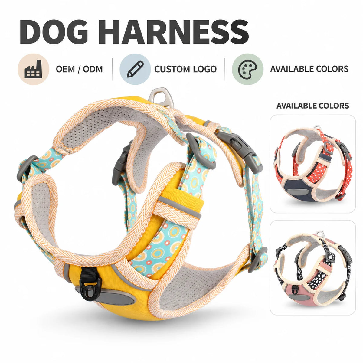 Breathable Pet Harness Adjustable Lightweight Dog Harness for Everyday Walks with D-Ring