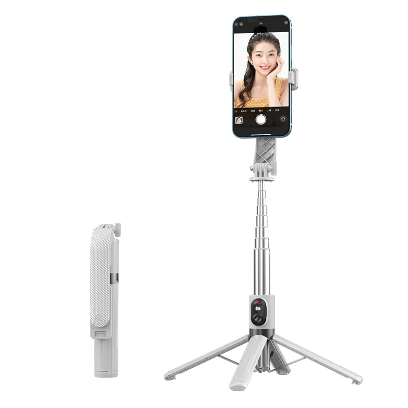 Stainless Steel Selfie Stick with 360 Adjustable Retractable Tripod 2 LED Light Remote