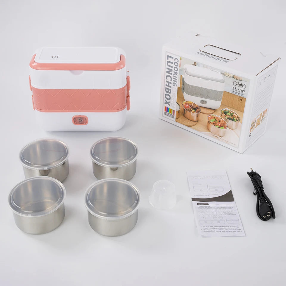 Home Office 200W Portable Heater Food Warmer Lunch Box,2 Layers Self Heating Electric