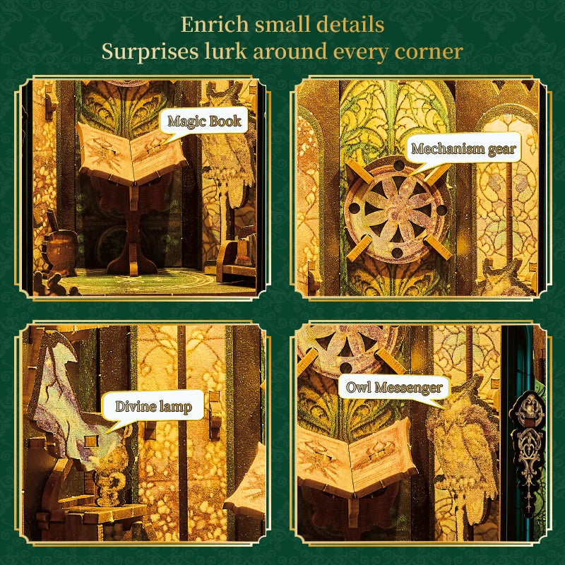 3d Puzzle Magic Diy Wooden Book Nook Kits Darkness Library Booknook Miniature House