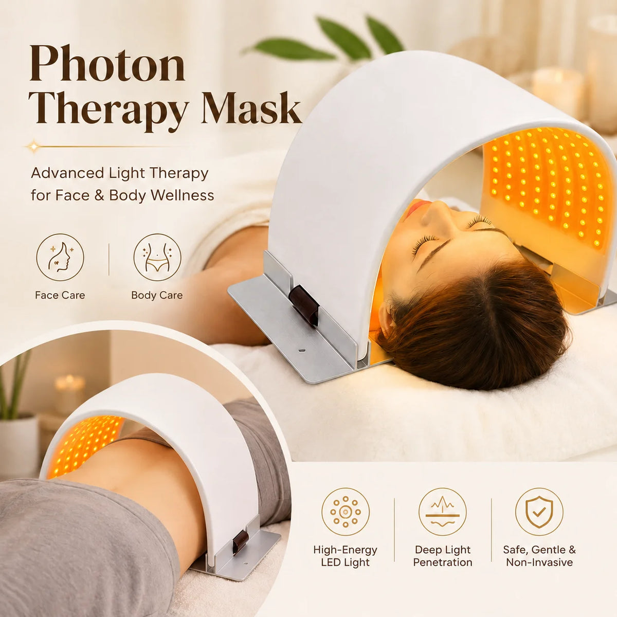 7 Colors Flexible LED Facial Mask Photon Therapy Device Portable Silicone Panel Red Light