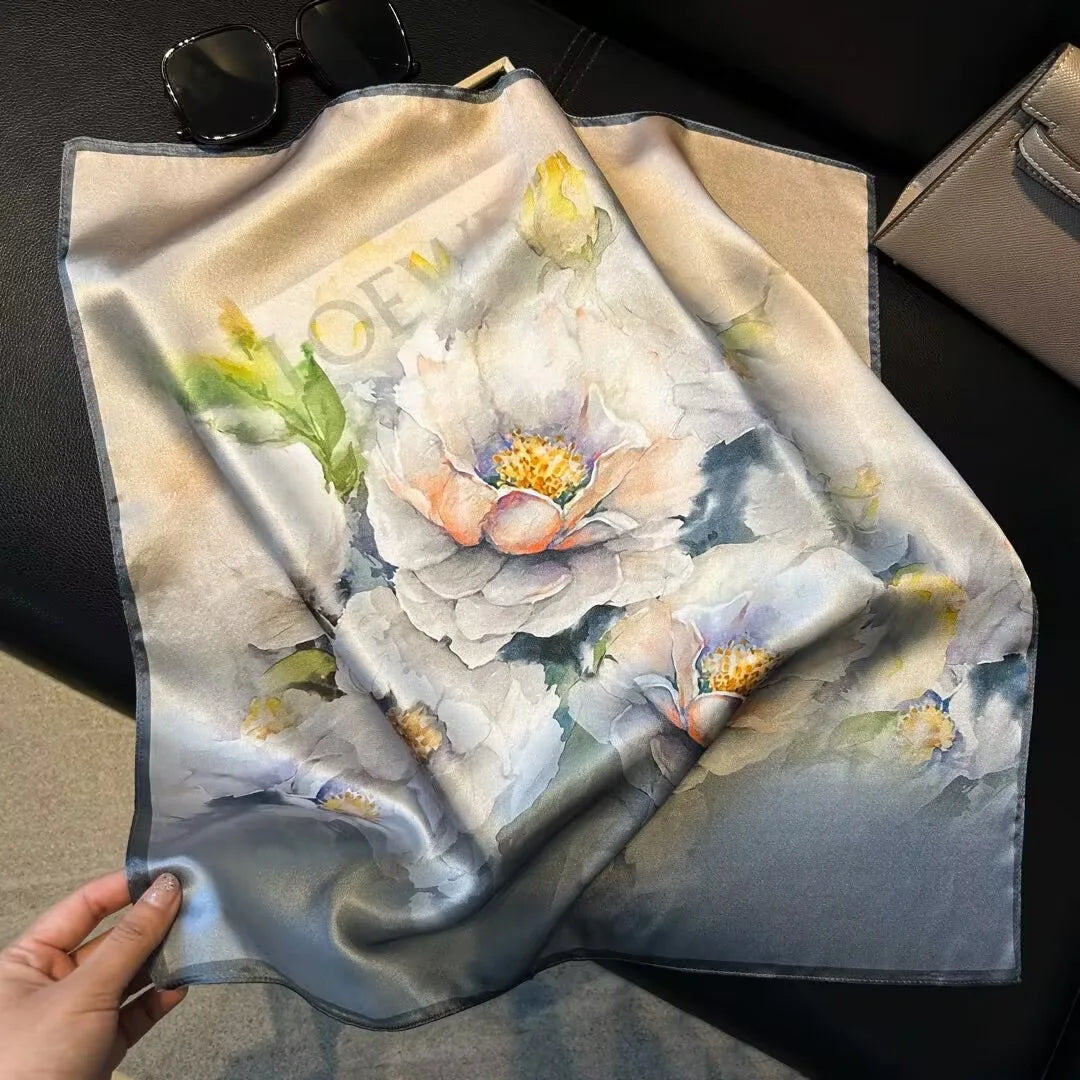 Luxury Silk Scarf for Women Pack Floral Style Multi-Functional All Season