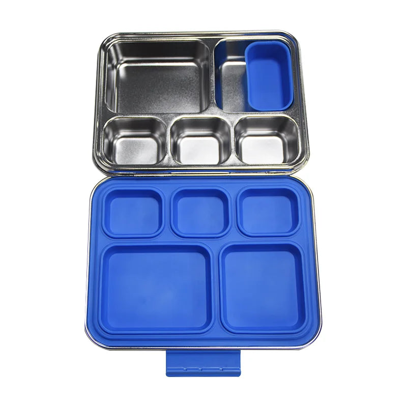 Durable 304 Stainless Steel 5-Compartment Bento Lunch Box Leakproof BPA Free 1240ml