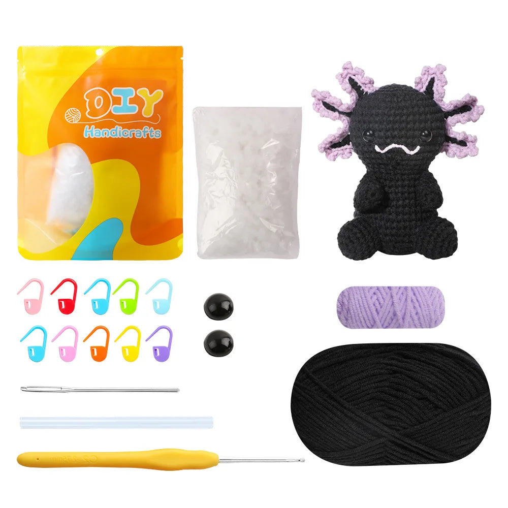 Animal Crochet Kit for Beginners DIY Amigurumi Starter Kit with Yarn Hook