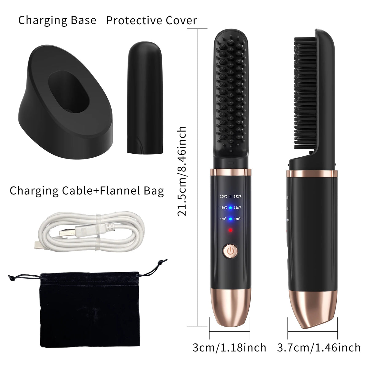 Professional Hair Straightener Rechargeable Fast Heater Beard Straightening Comb Electric