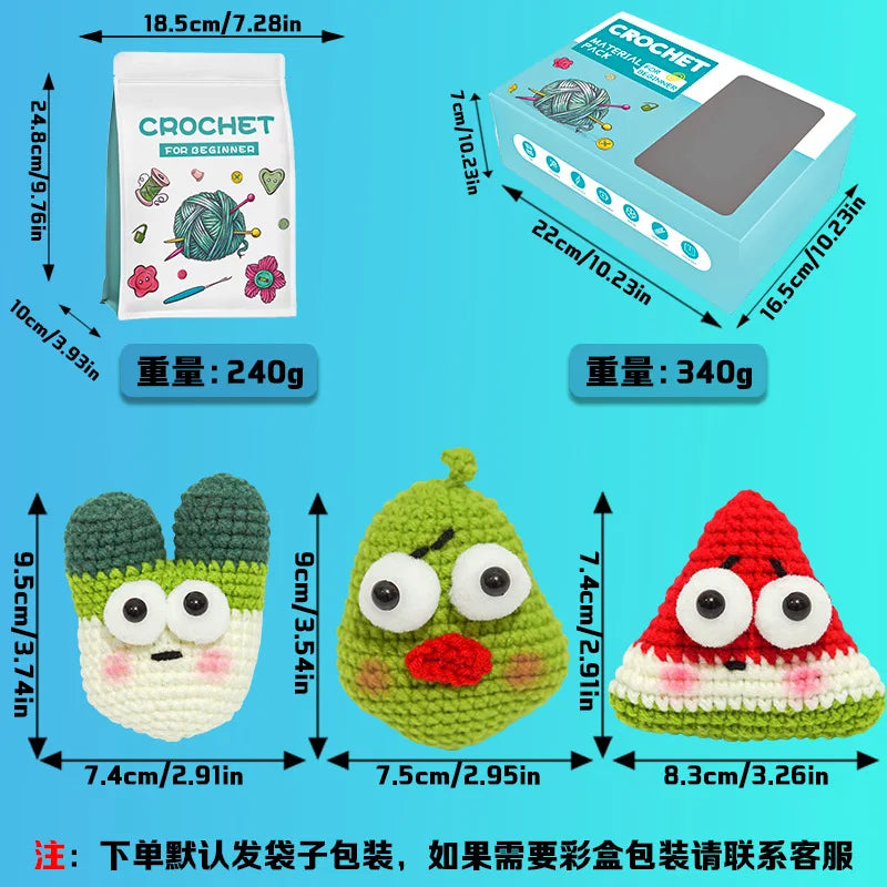 DIY Crochet Kit Woven Technique Yarn for Crafting Animal Doll Pendant Beginner English