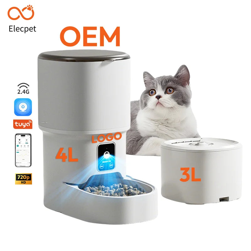 Elecpet Durable Automatic Pet Feeder for Cats Dogs Waterproof Stainless Steel Portable