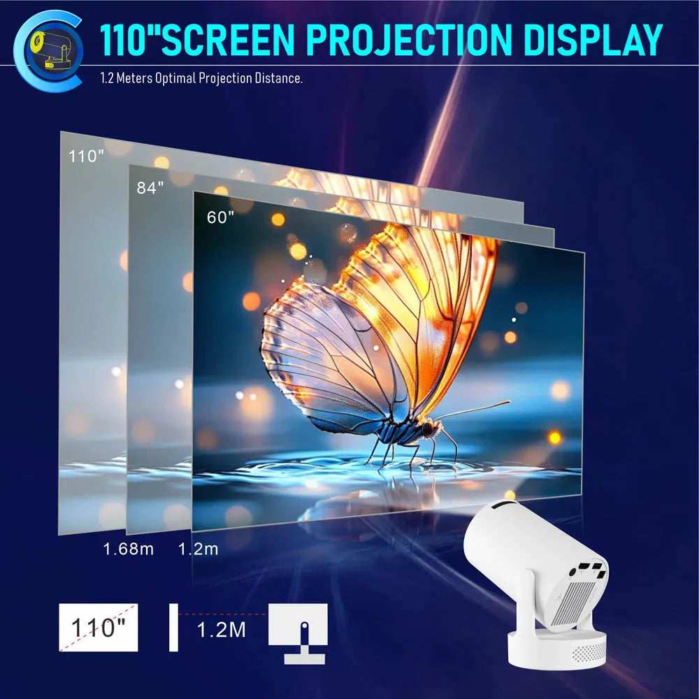 Smart Mini Projector with 1080p Support, LCD Home Media Projector, White