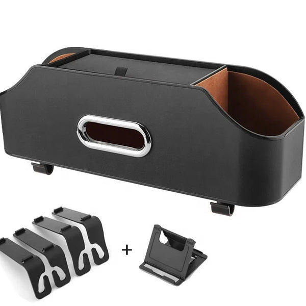 Luxury Car Back Seat Organizer Backseat Car Tissue Box Holder Cup Bottle Holder Auto Car
