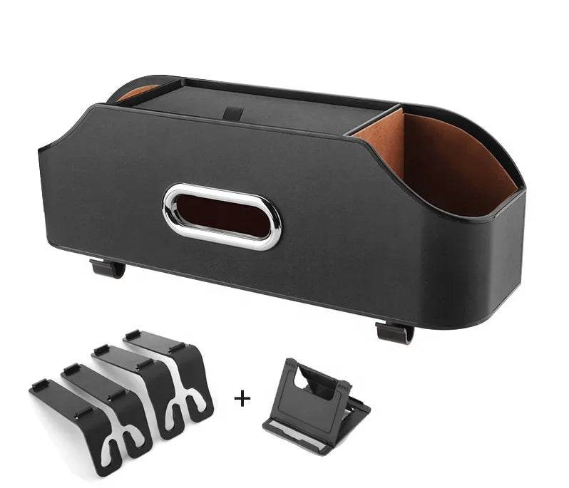 Luxury Car Back Seat Organizer Backseat Car Tissue Box Holder Cup Bottle Holder Auto Car