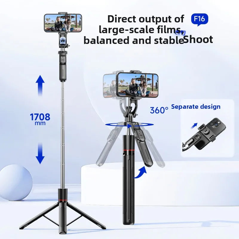 F16 Selfie Stick Anti-Shake Extendable for Remote Control Fill Light 360 Rotation Photo